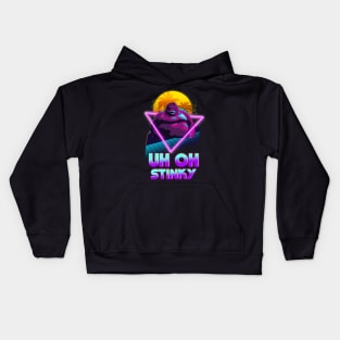 Uh Oh Stinky Poop Le Monke 80s Vaporwave Outrun Style Kids Hoodie